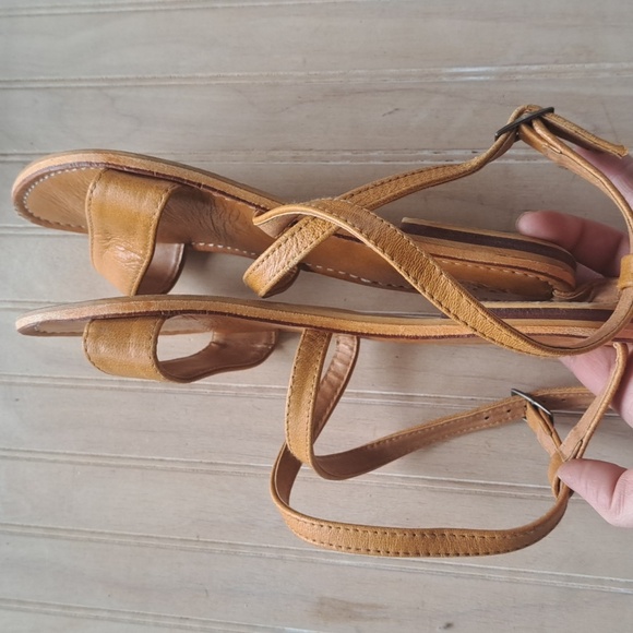 Labu Genuine Leather Stylish Tan Quality Neutral Ankle Strap Leather Sandals - Picture 5 of 8